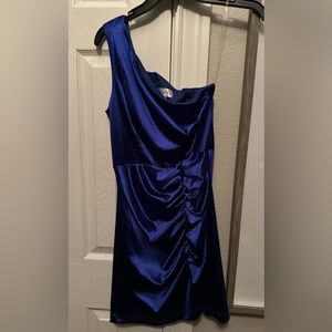 Large one shoulder blue mini dress